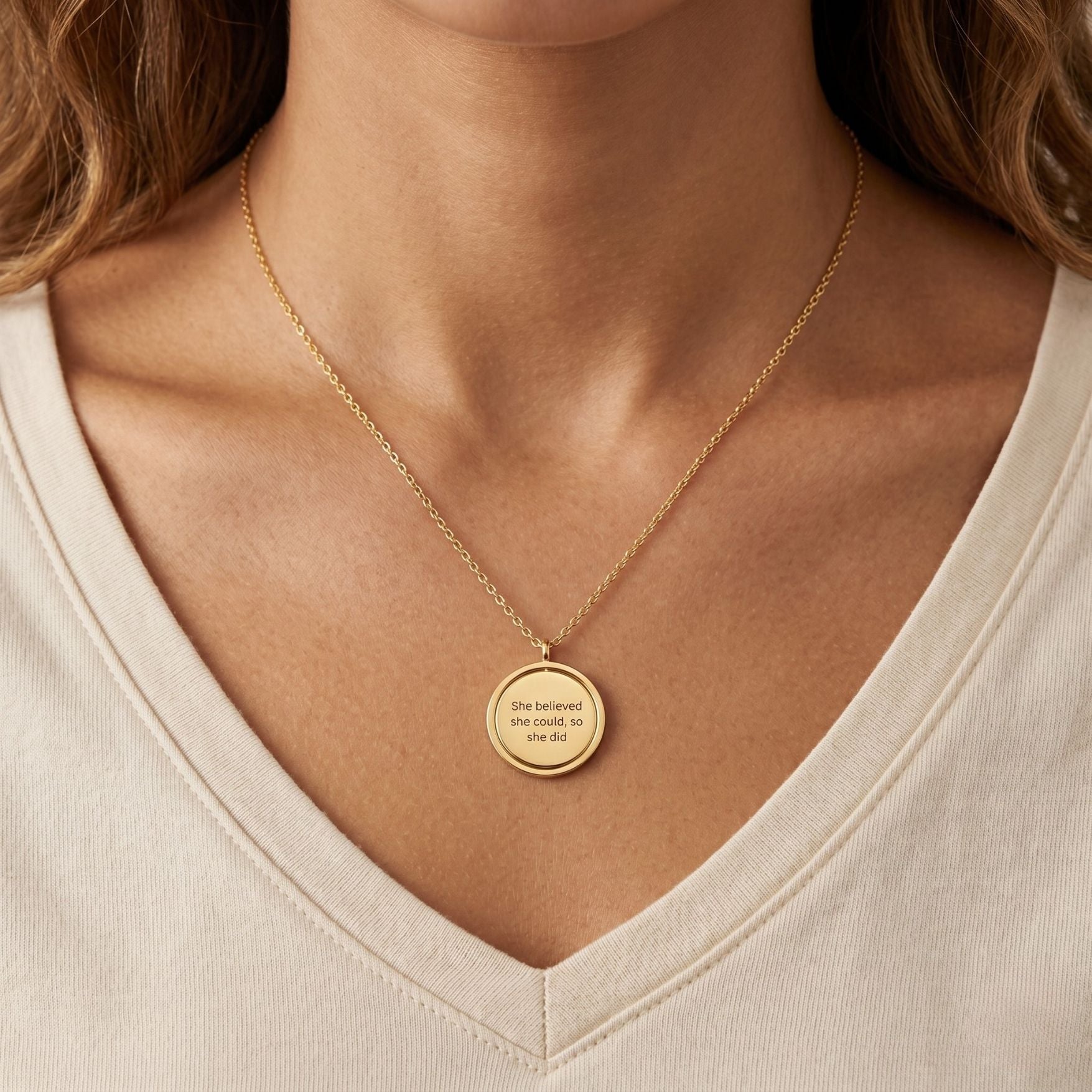 Spinning Disc Engravable Necklace in Gold