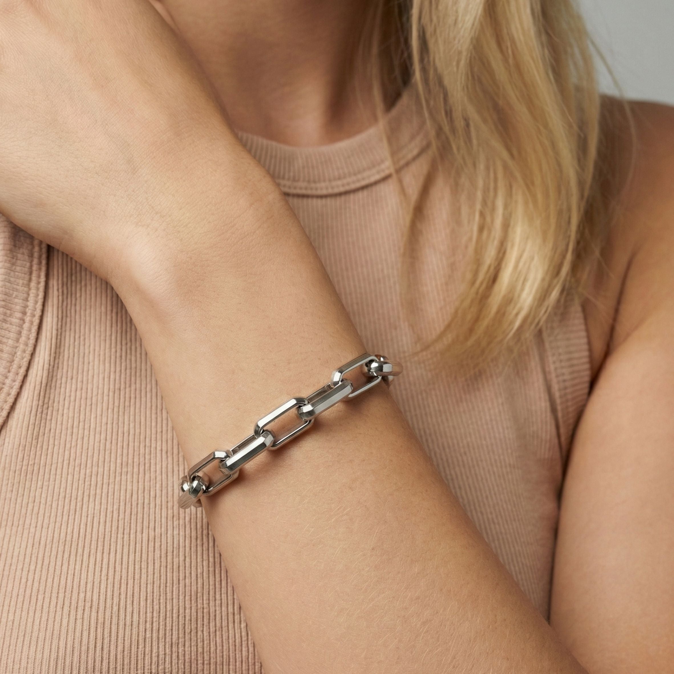Square Link Bracelet in Silver