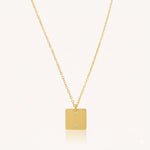 Gold square pendant necklace with CZ detail in 18k gold-plated stainless steel – waterproof & tarnish-free.
