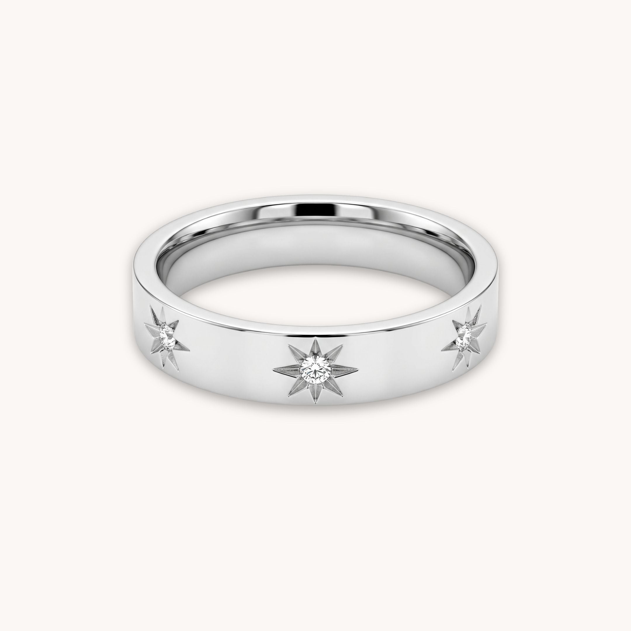 Starburst Band Ring in Silver