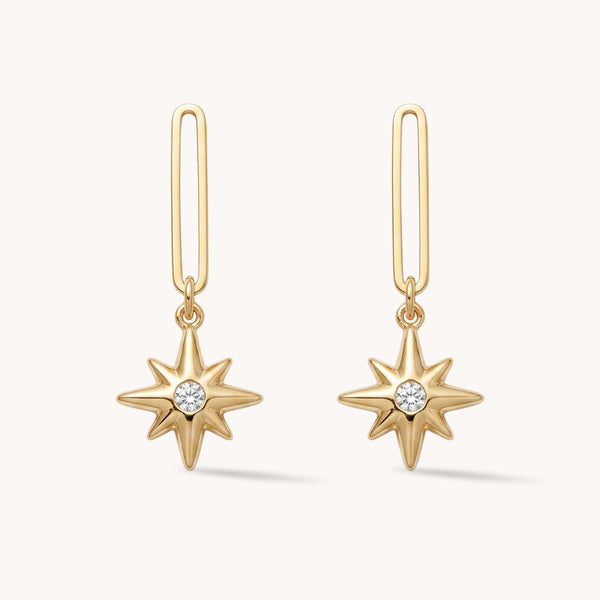 Starburst Drop Earrings in Gold