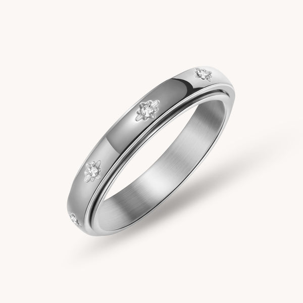 Starburst Spinner Ring in Silver