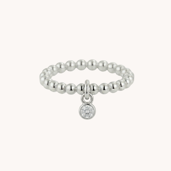 Sterling Silver Personalised Birthstone Beads Ring