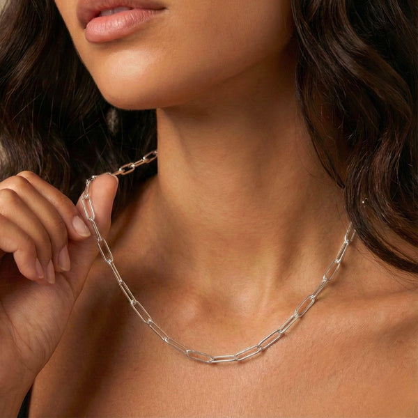 Sterling Silver Classic Paperclip Chain Necklace