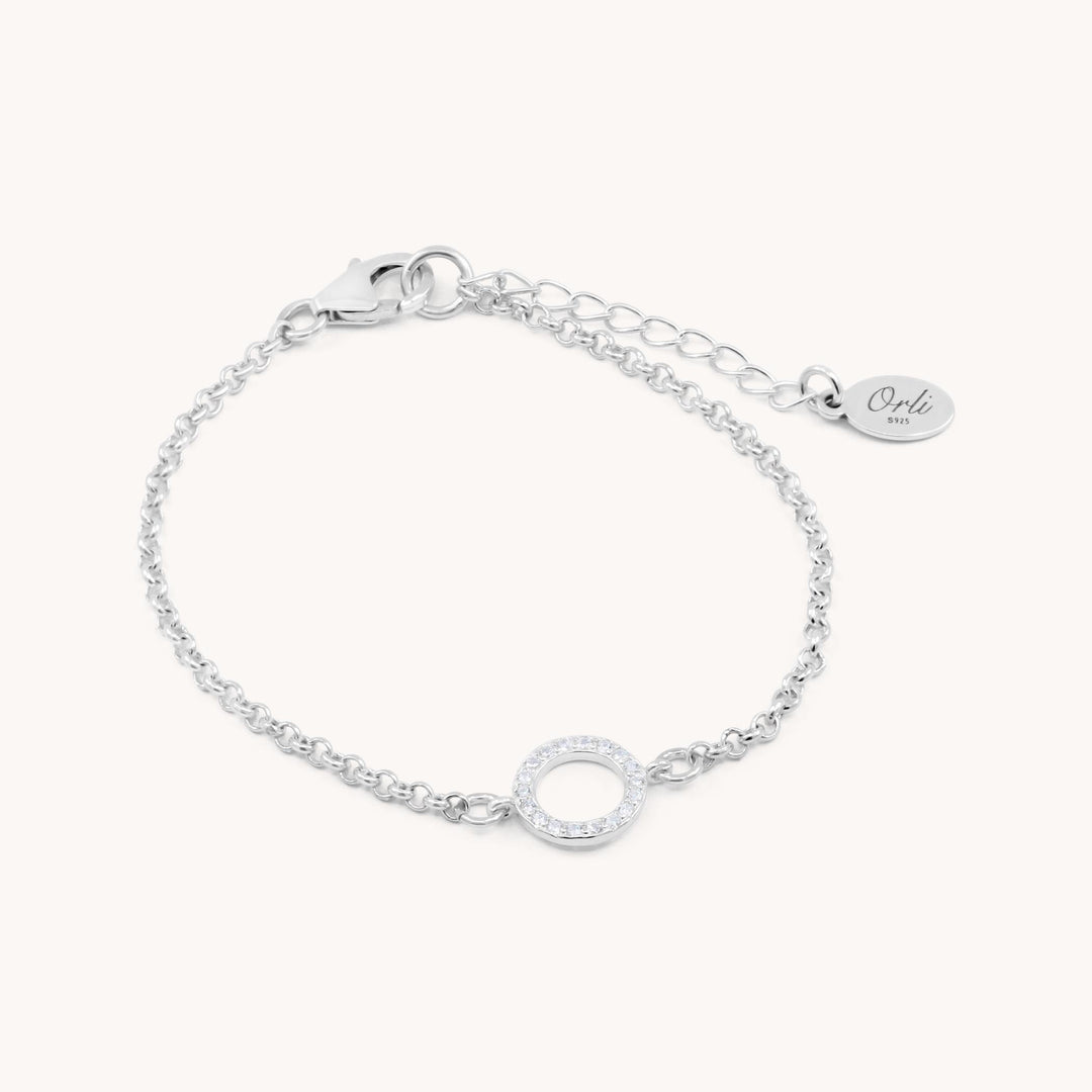 Sterling Silver Crystal Halo Connector Bracelet