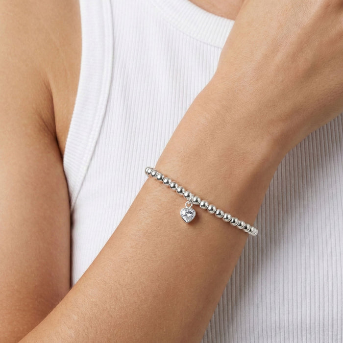 Sterling Silver Liv Birthstone Heart Beads Bracelet