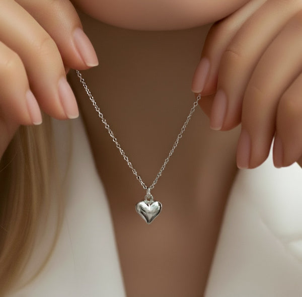 Sterling Silver Mia Heart Necklace in Silver