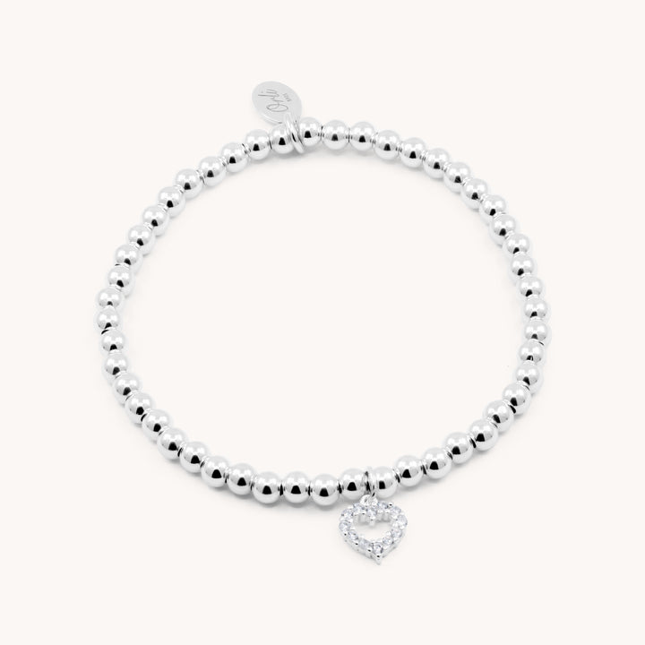 Sterling Silver Olivia Crystal Heart Beads Bracelet