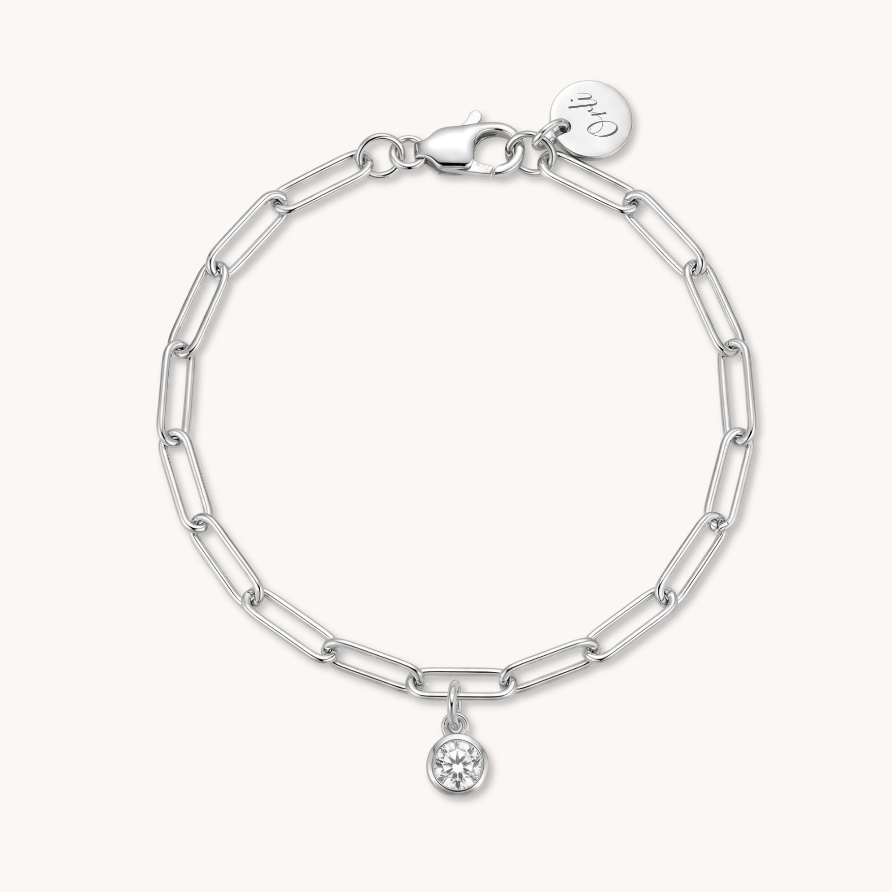 Sterling Silver Birthstone Paperclip Chain Bracelet