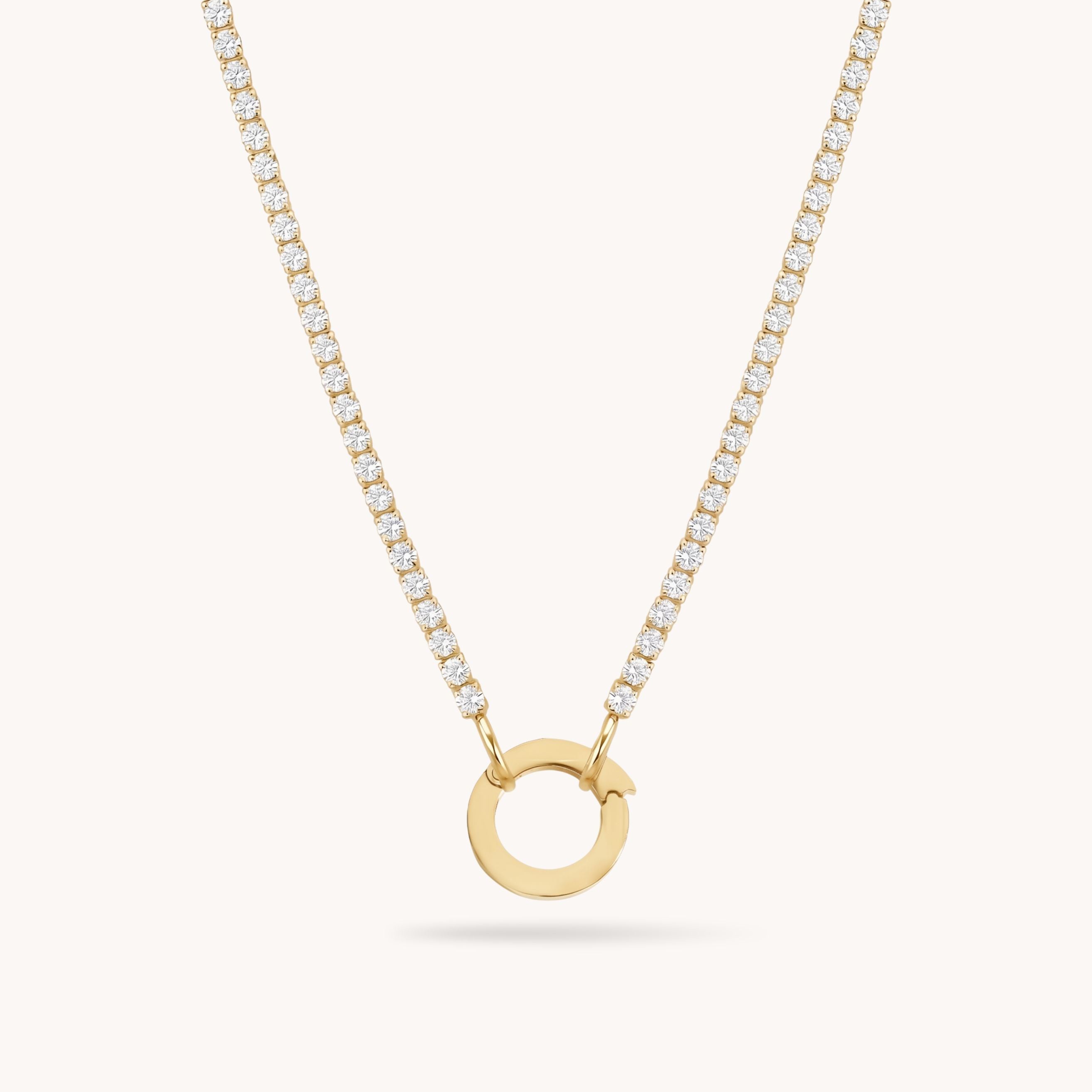 Tennis Chain Charm Connector Necklace in Gold