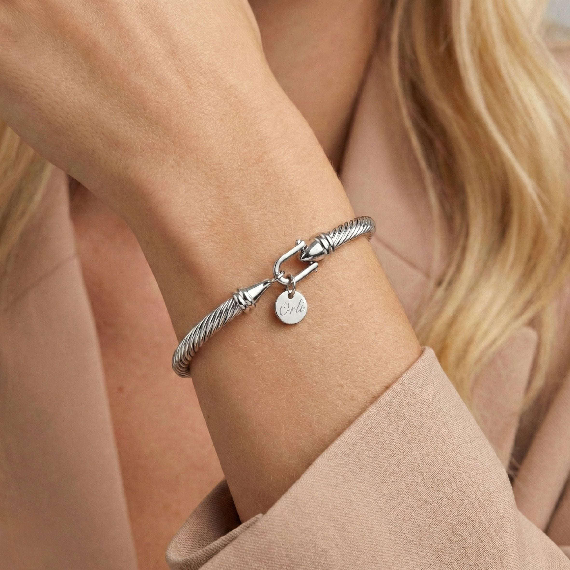 Lock Bangle Twist Lock Bangle, Silver – Orli Jewellery