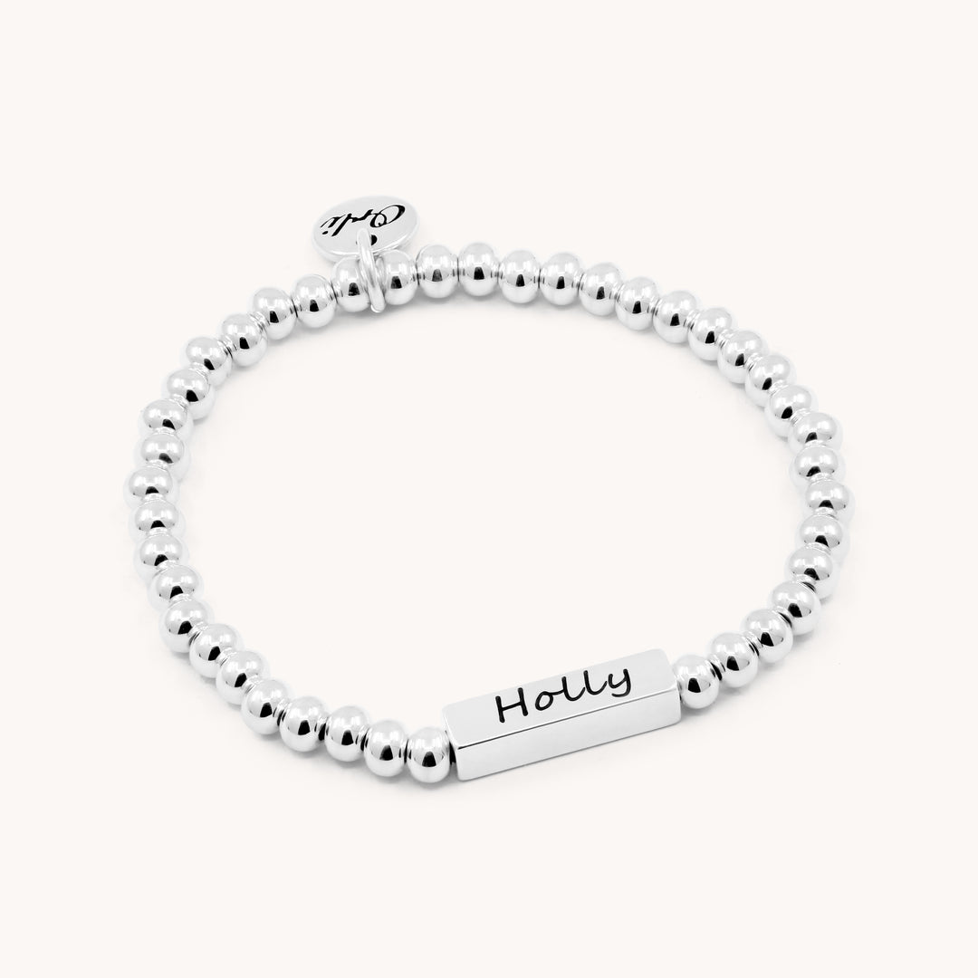 Zara Engravable Bar Personalised Beads Bracelet