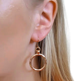 Mini Hammered Circle Hook Earrings, Rose Gold