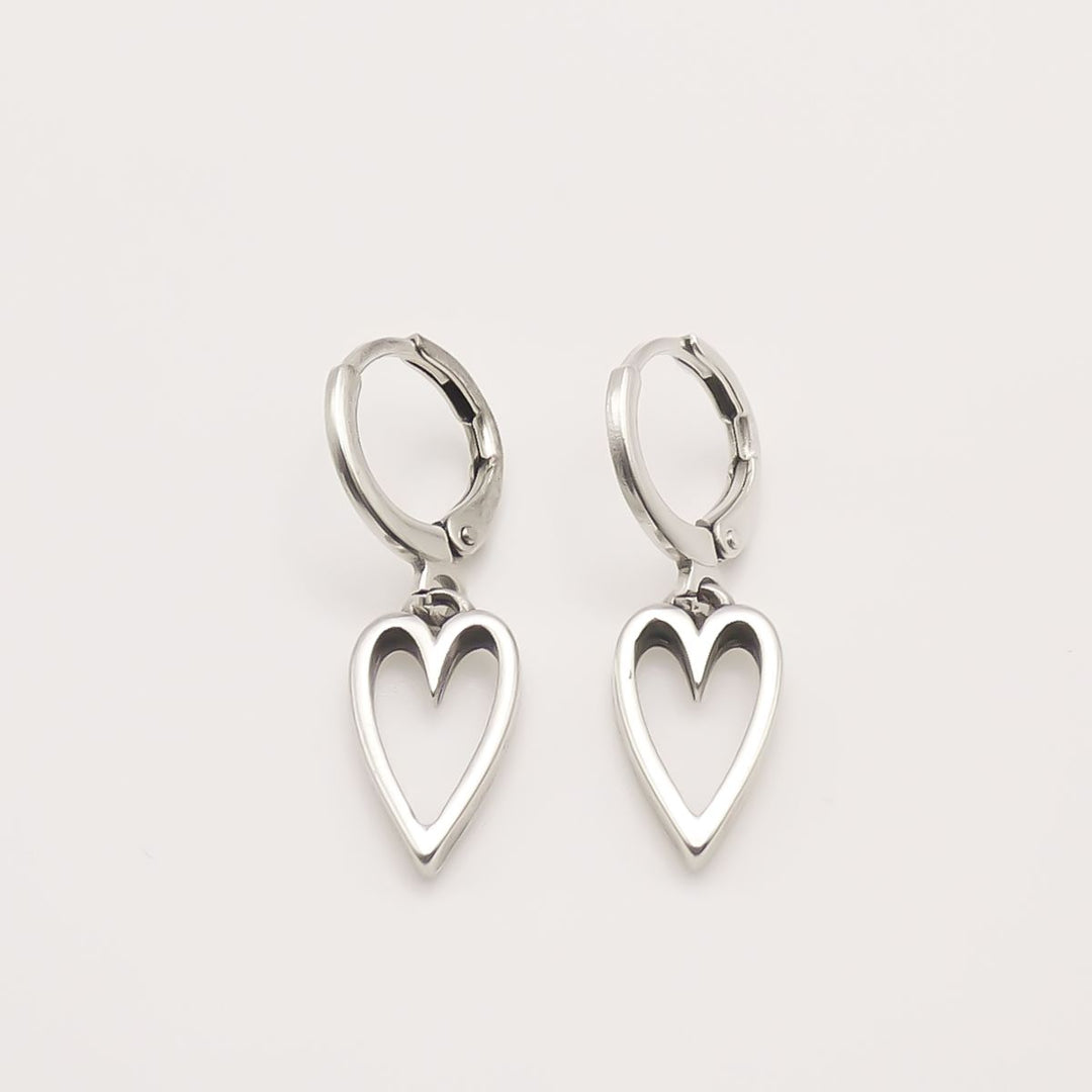 Silver 12MM Heart Hoop Earrings