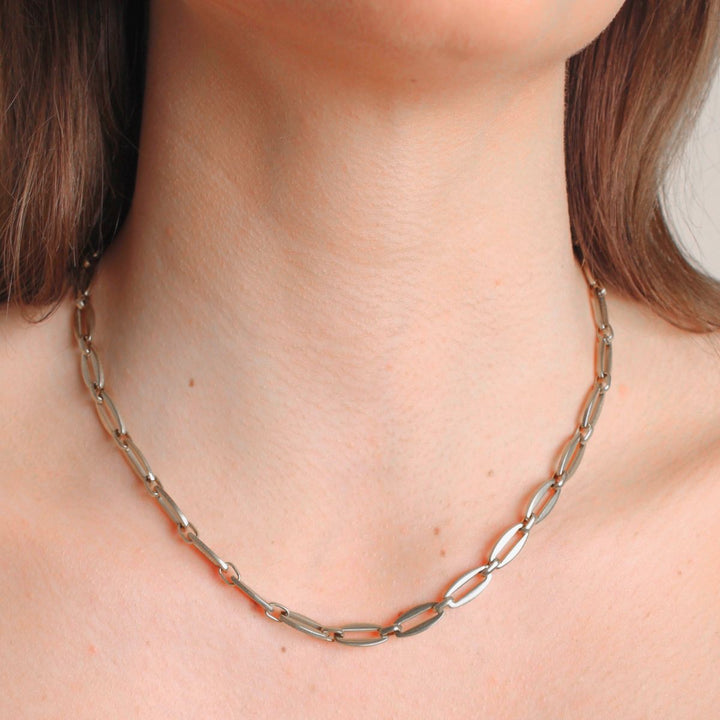 Long Link Chain Necklace, Silver