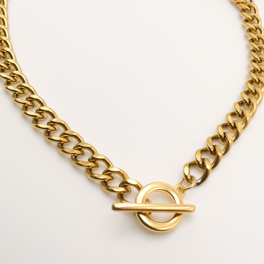 Outlet- Curb Chain Necklace with Love Padlock, Gold – Orli Jewellery