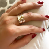 Sterling Silver Spinner Ring with Gold Stars