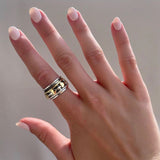 Sterling Silver Spinner Ring with Gold Heart Band