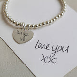 Handwritten Engravables- Sterling Silver Elsa Heart Beads Bracelet