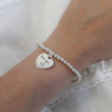 Handwritten Engravables- Sterling Silver Elsa Heart Beads Bracelet