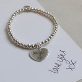 Handwritten Engravables- Sterling Silver Elsa Heart Beads Bracelet