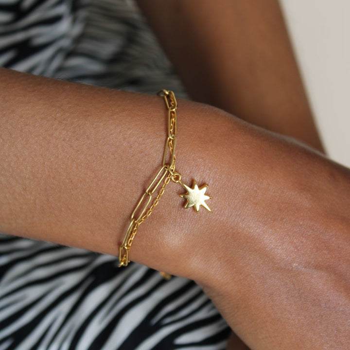 Double Chain Cosmic Starburst Bracelet, Gold