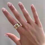 Sterling Silver Spinner Ring with Gold Bands