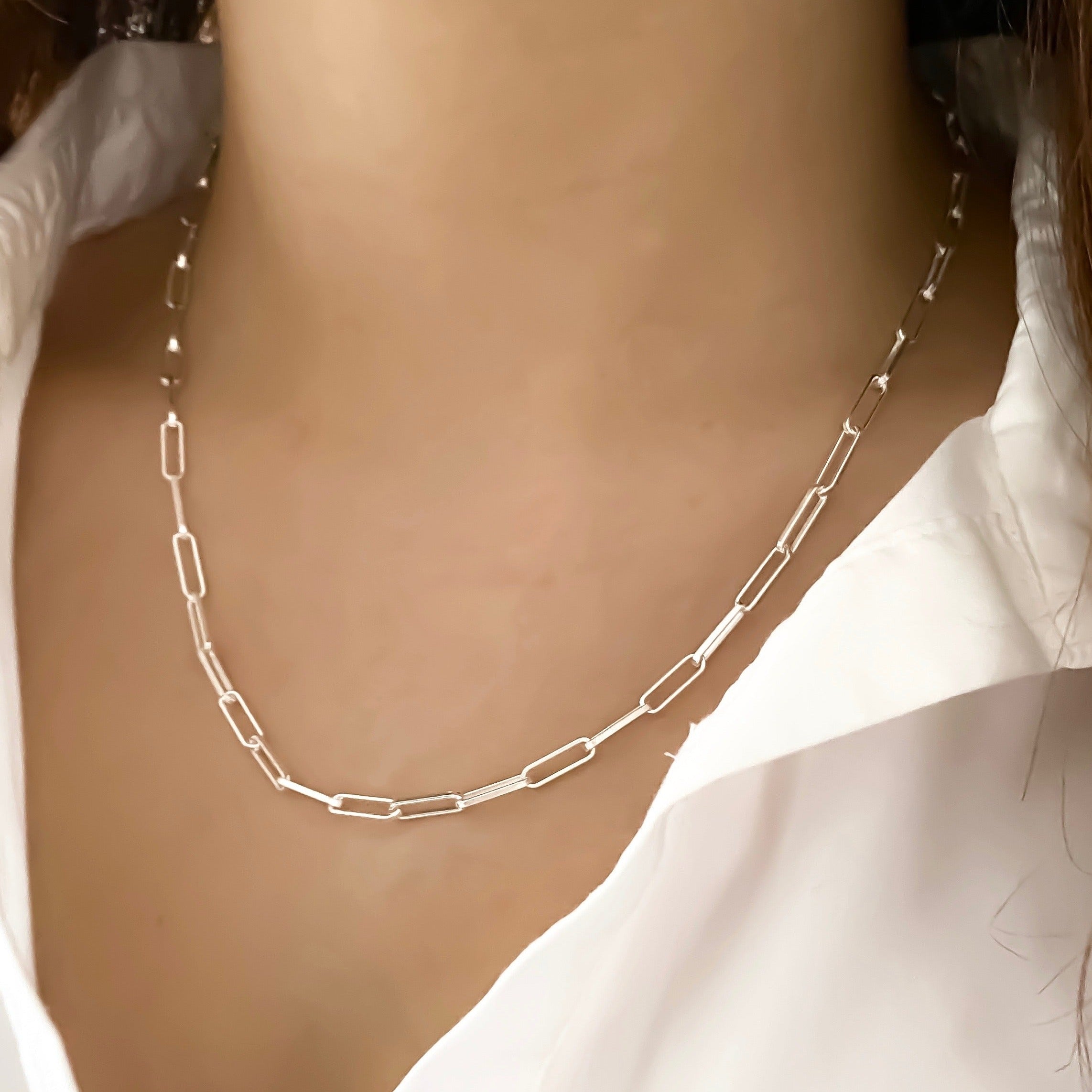 Samantha Slater Studio Paperclip Chain Necklace - Bronze | Garmentory