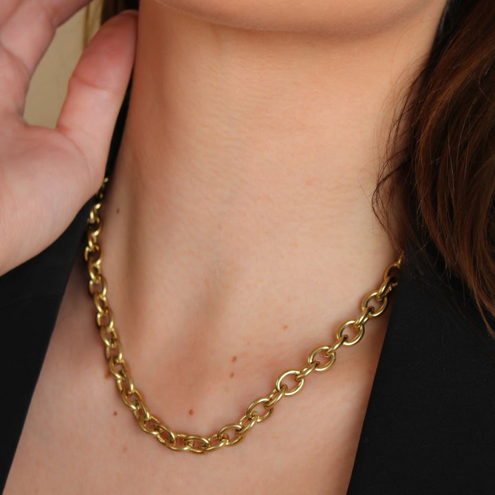 Chunky Oval Chain Necklace, Gold