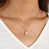 Halo Pearl Necklace, Gold