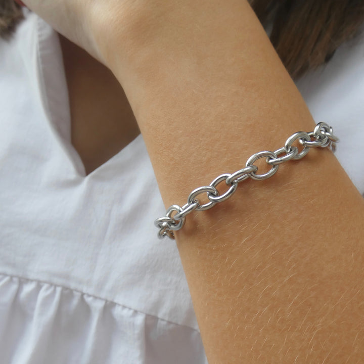 Chunky Oval Chain Bracelet, Silver