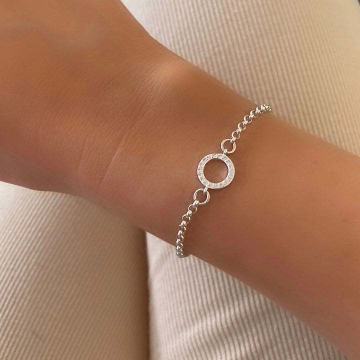 Sterling Silver Crystal Halo Connector Bracelet