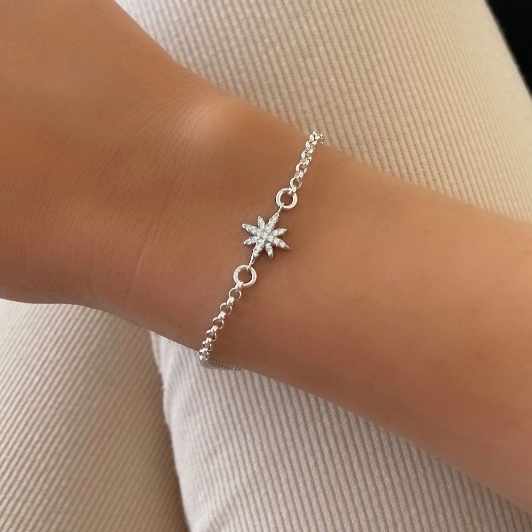 Sterling Silver Mini Cosmic Starburst Connector Bracelet